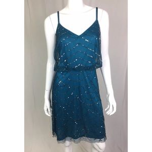 Teal Beded Adrianna Papell Anthropologie Dress